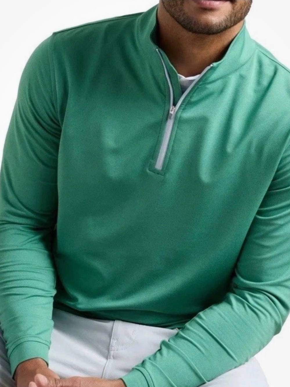 Peter Millar Green Quarter-Zip Performance Pullover